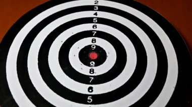 Tek bir dart okunun hedefi vuruşu yakın çekim.