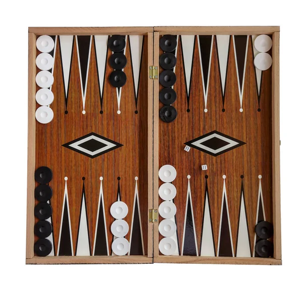 Backgammon Deska Výchozí Pozici Izolované Bílé — Stock fotografie