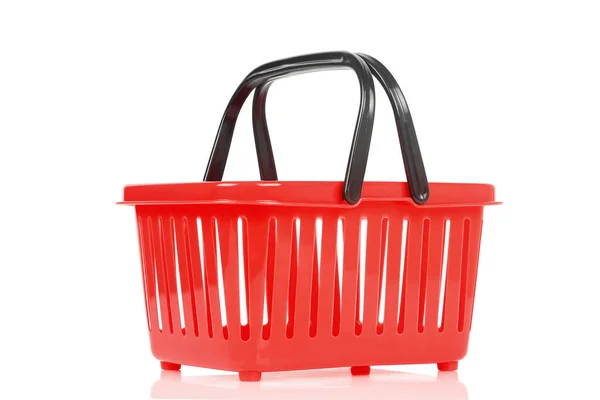 红色塑料购物篮 白色隔离 — 图库照片
