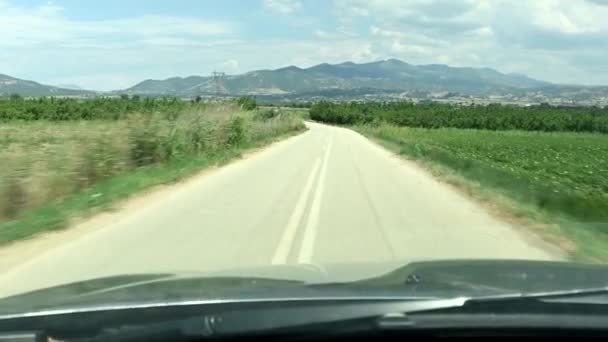 Driving Rural Road Fields Sunny Summer Day — Stok video