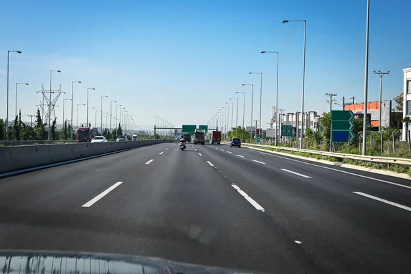 Driving Higway City Driver Pov — Stock Photo, Image