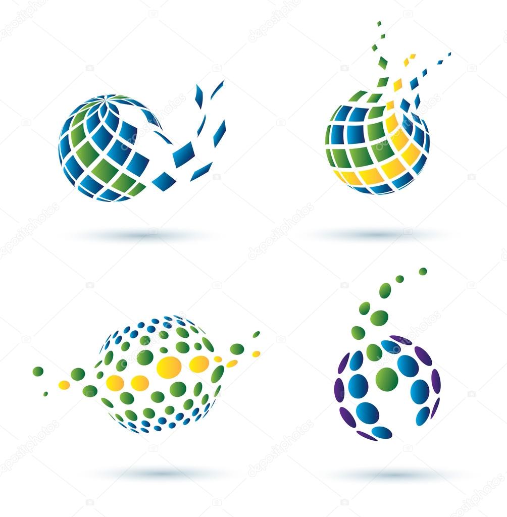 Abstract globe set of icons