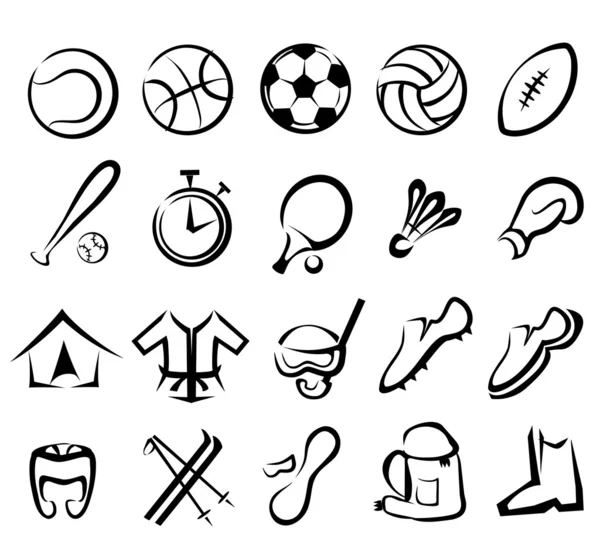 Set di icone dell'attrezzatura sportiva Illustrazione Stock