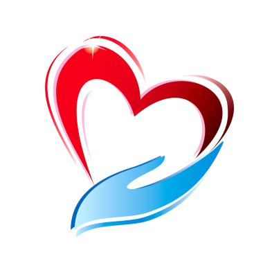 Hand holding a heart icon clipart