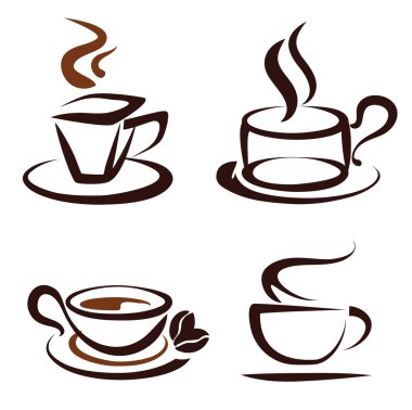 Kahve kupaları simgeler vektör kümesi