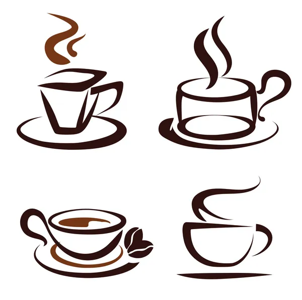Vector set of coffee cups icons — Stock Vector