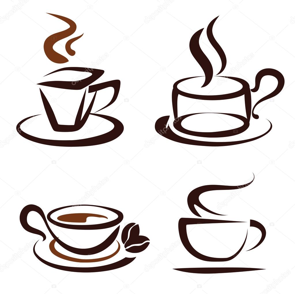 Vector set of coffee cups icons