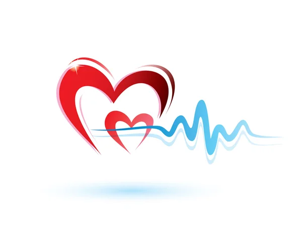 Corazón con el icono de ecg, concepto de medicina — Vector de stock