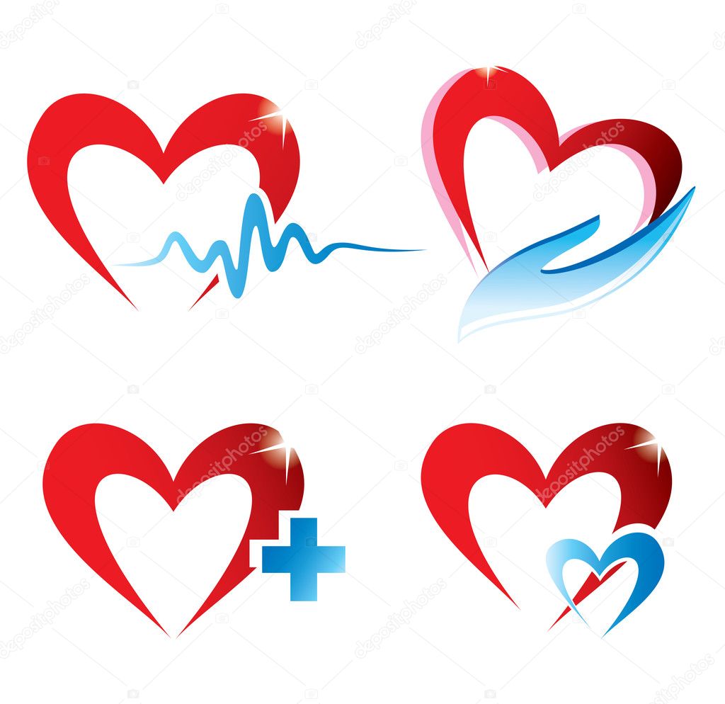 Set of hearts icons, medicine concept