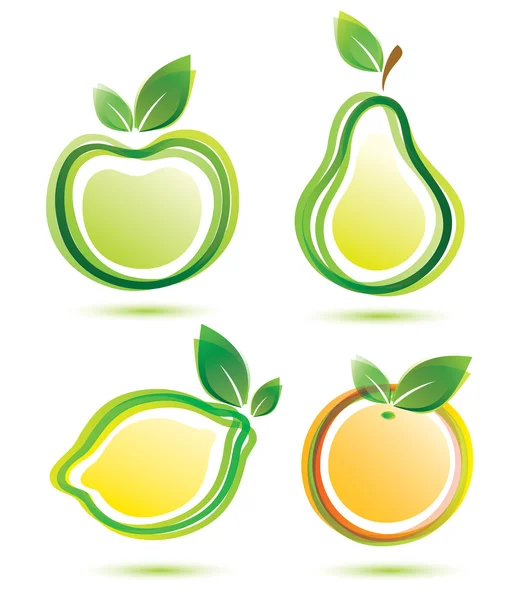 Conjunto de iconos de vector frutos verdes — Archivo Imágenes Vectoriales