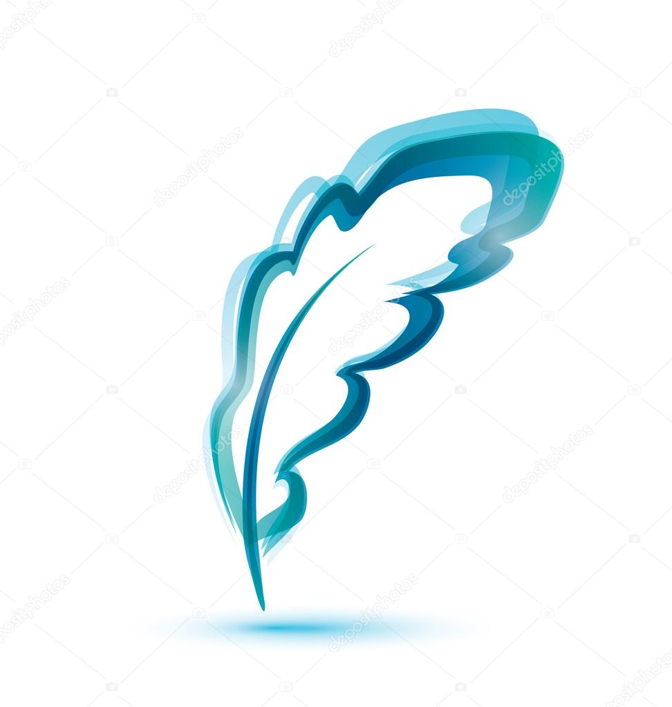 Abstract Blue Symbol Abstract Symbol Of Blue Writing Feather Stock Vector