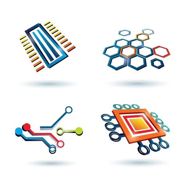 Esquema de micro, cpu y otro conjunto de iconos de elementos — Archivo Imágenes Vectoriales