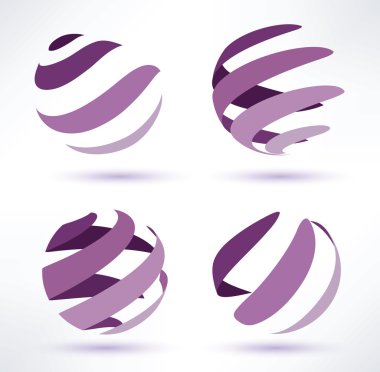 Abstract globe set of 3d icons