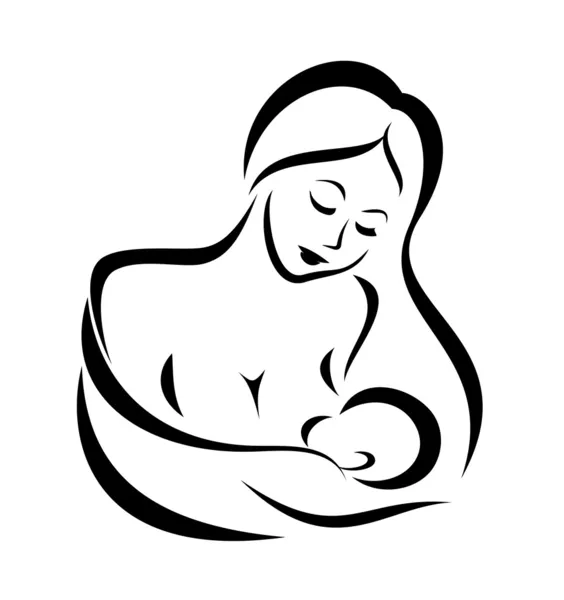 Mother and baby breast feeding — Stock Vector