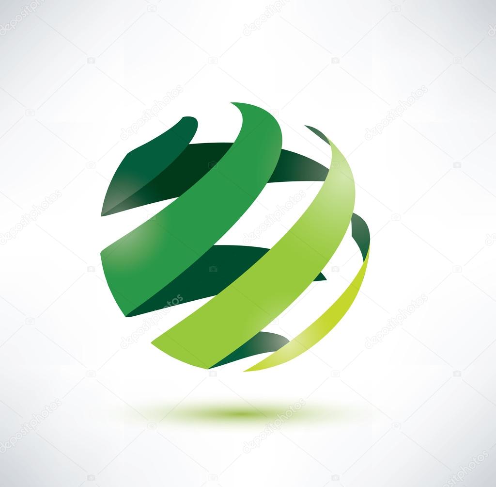 Abctract green globe icon, ecology and nature concept