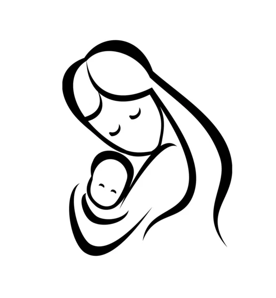 Mother and her baby symbol — Stock Vector