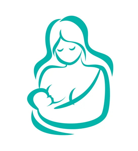 Mother holding her baby, vector icon — Stock Vector