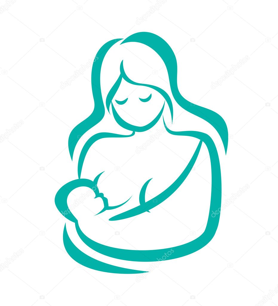 mother holding her baby, vector icon