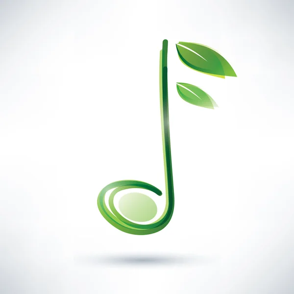 Nota musical verde — Vector de stock