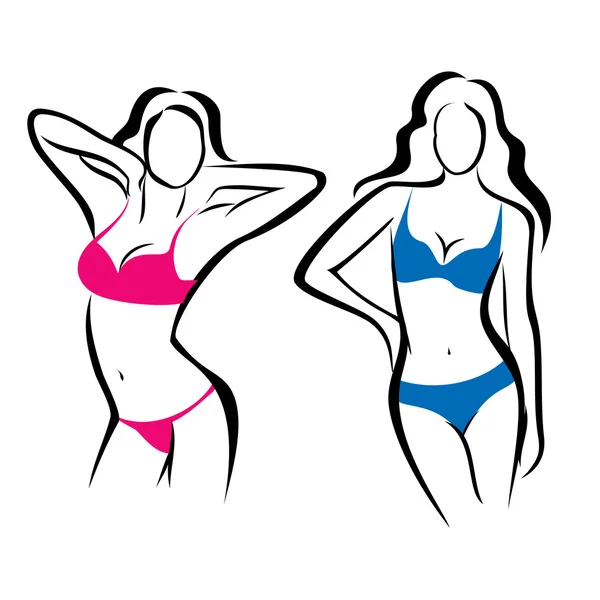 Sexy woman silhouettes, underwear — Stock Vector