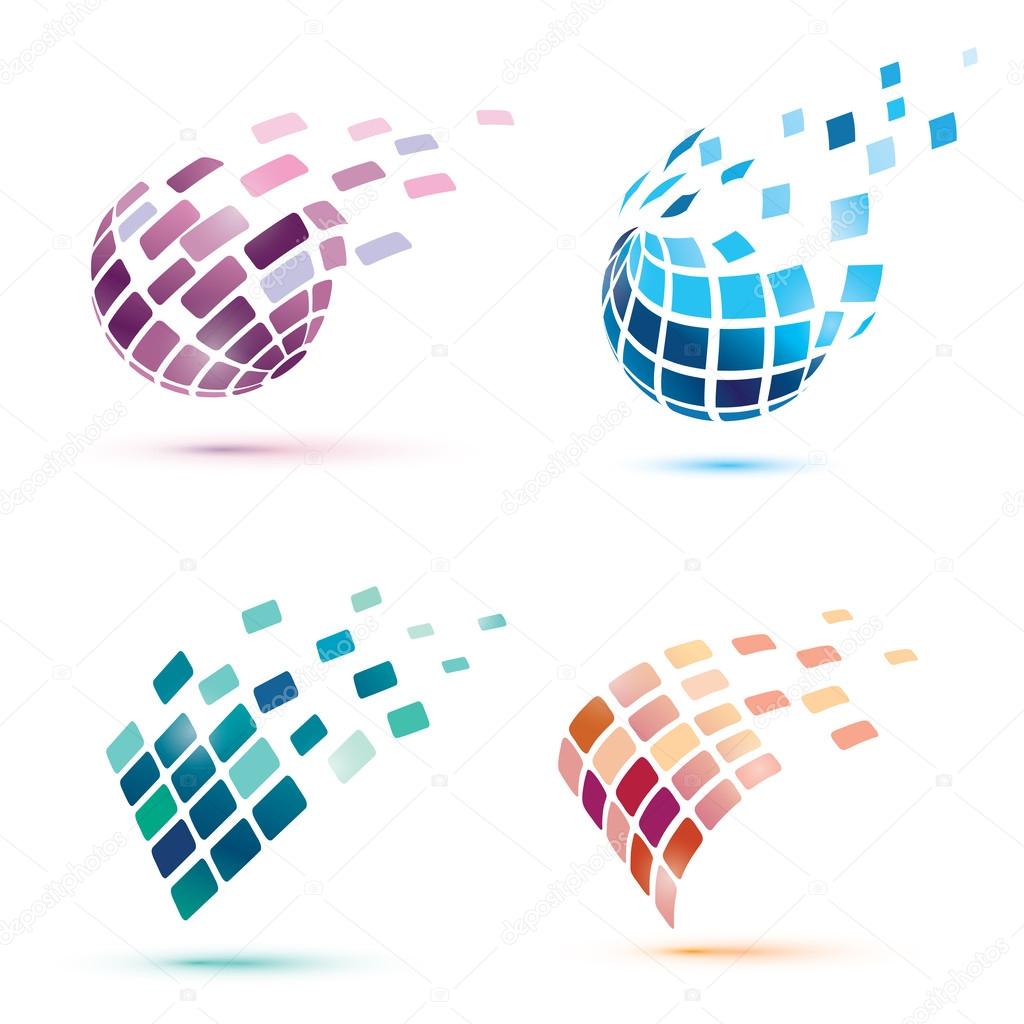 abstract globe icons, business and comunication concept