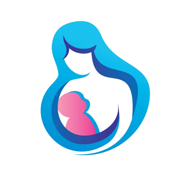 Madre e bambino vector icona — Vettoriale Stock