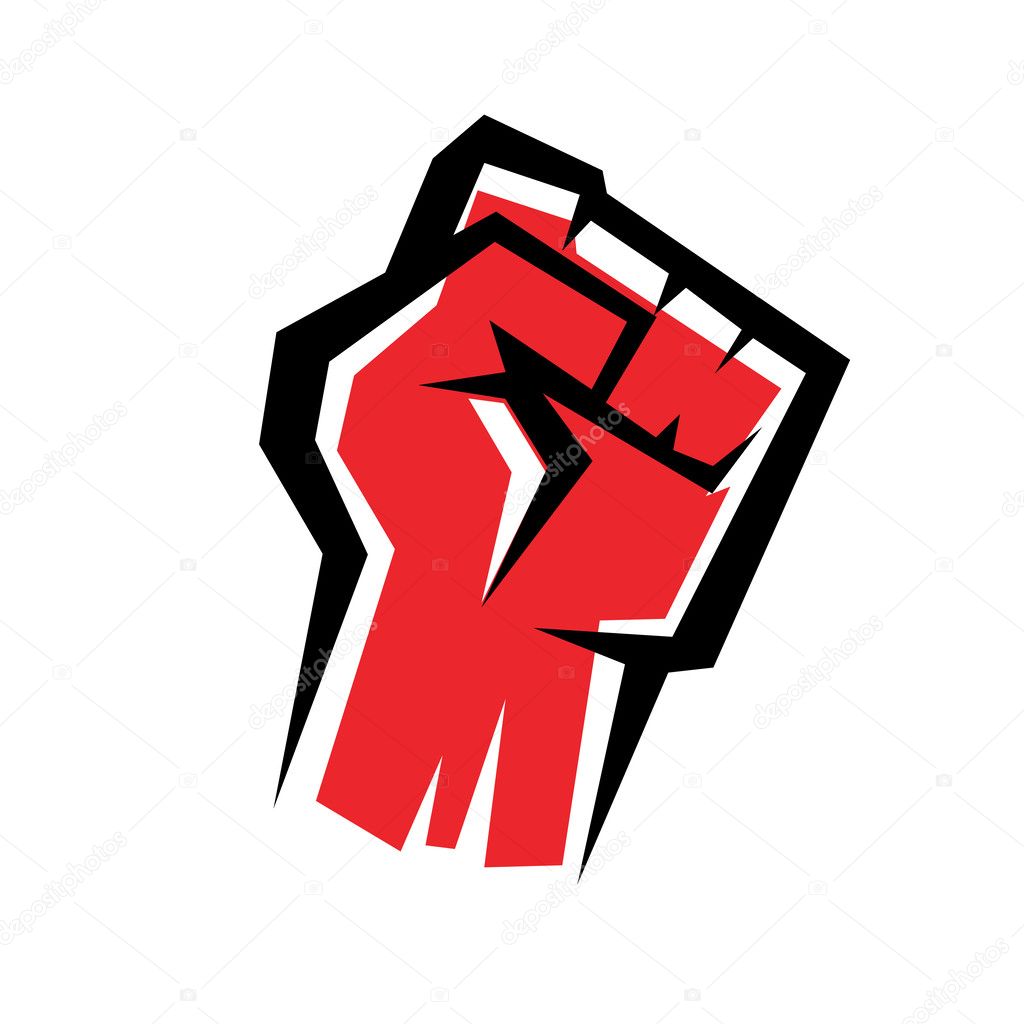 fist stylized vector icon, revolution concept