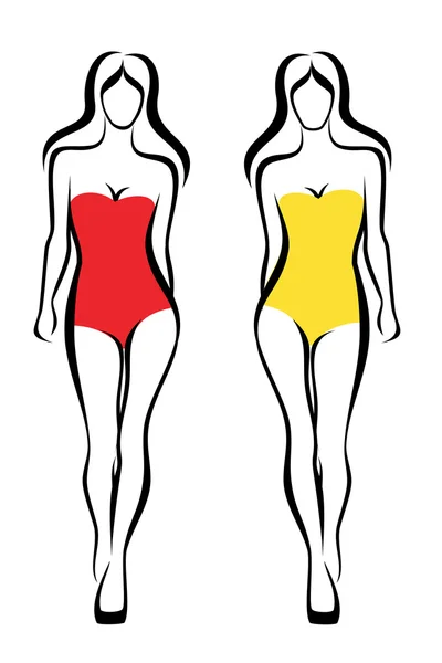 Sexy woman silhouettes, underwear fashion set — Stock Vector