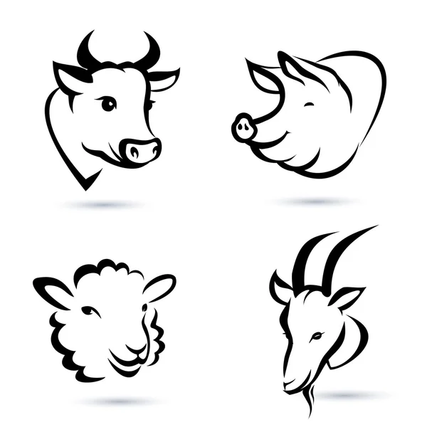 Conjunto de ícones de animais de fazenda — Vetor de Stock