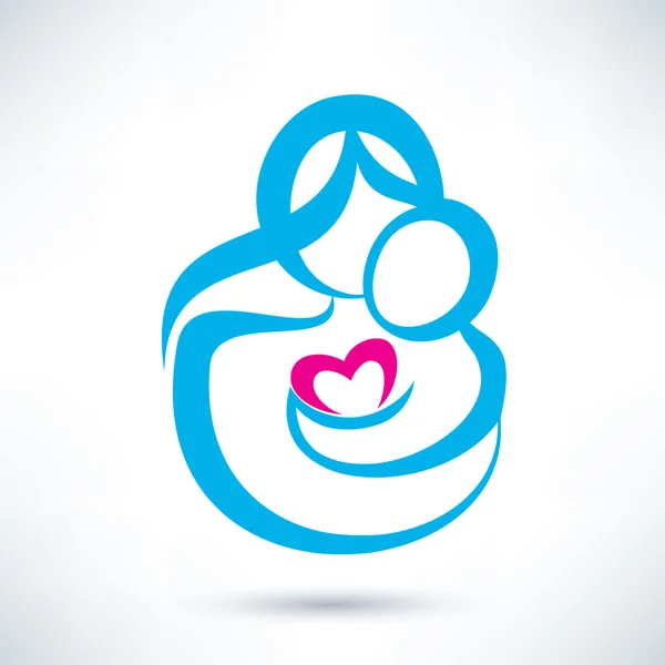 Mama und Baby-Vektor-Symbol — Stockvektor