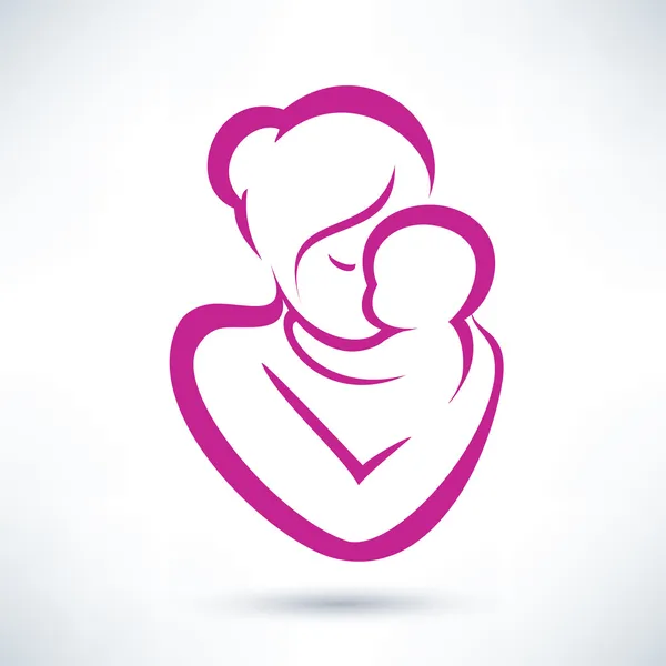 Mom and baby vector icon — Stock Vector