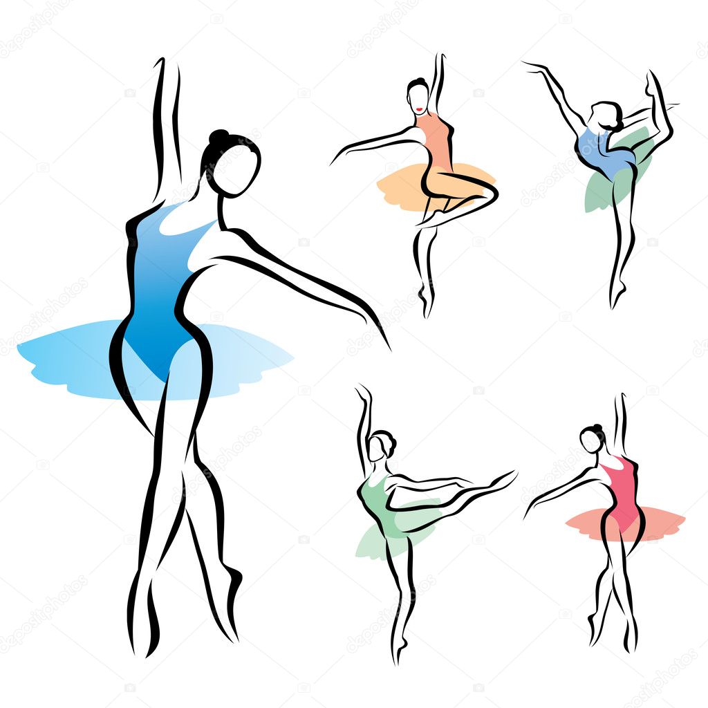 ballet dancer silhouette, set of vectors ymbols