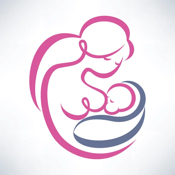 Mother breastfeeding her baby stylized symbol — Stock Vector