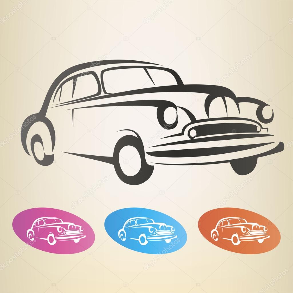 old retro car vector symbol