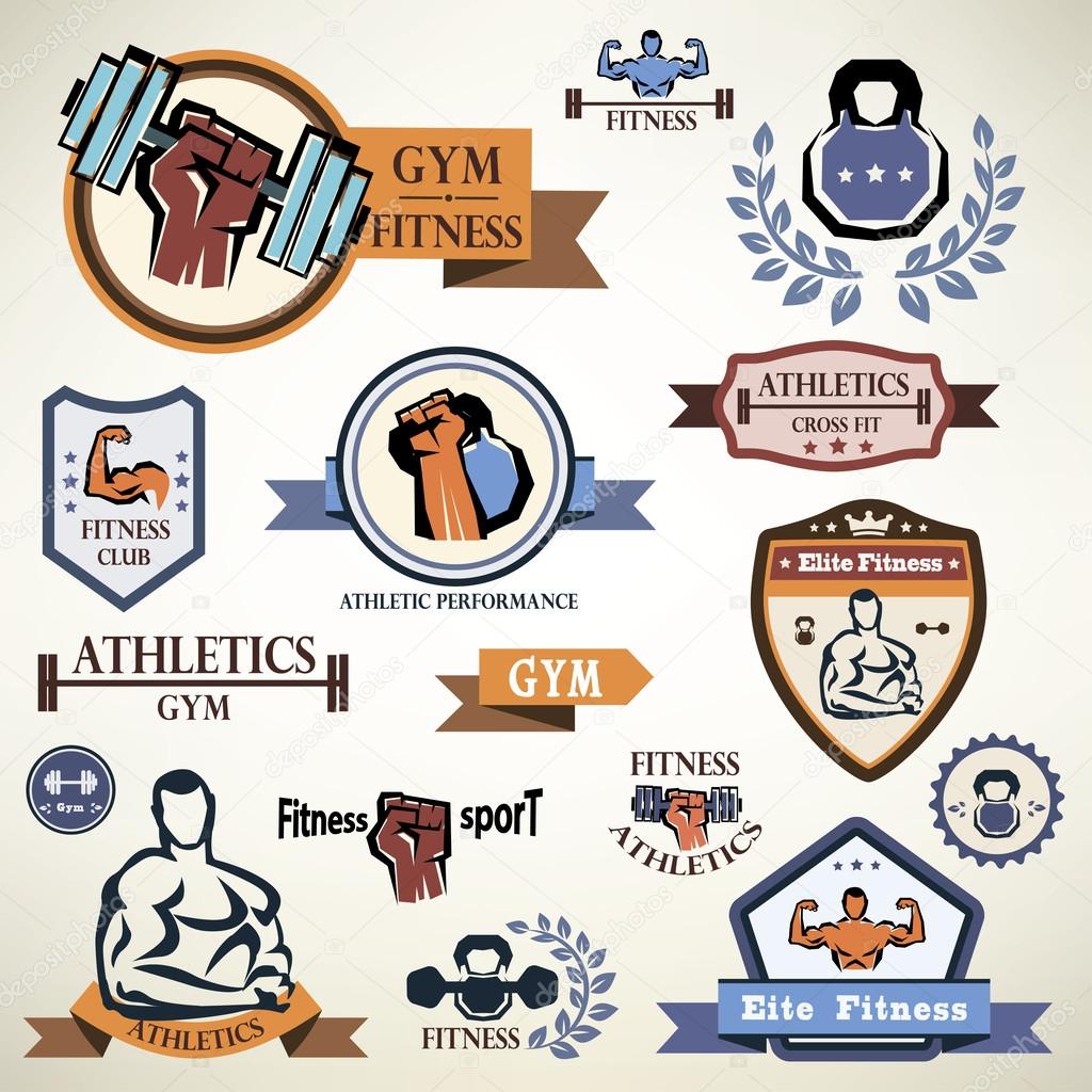 gym, fitness emblems collection