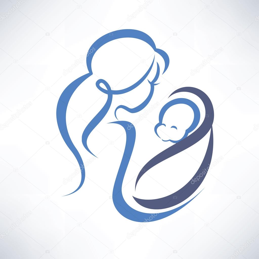 mother and baby outlined symbol
