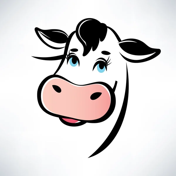 Happy cow portrait, outlined vector symbol — Stock Vector