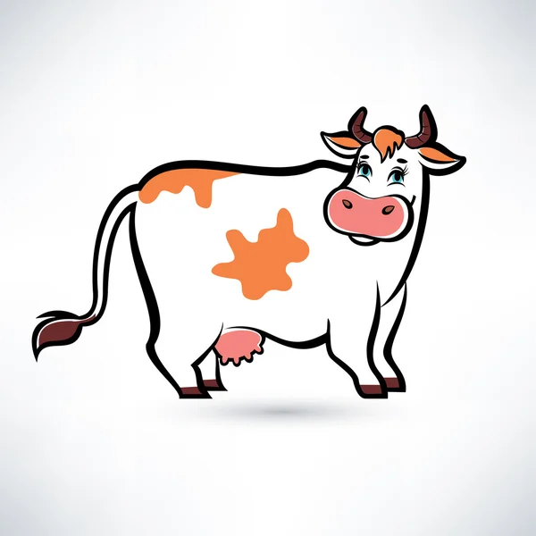 Happy cow portrait, outlined vector symbol — Stock Vector