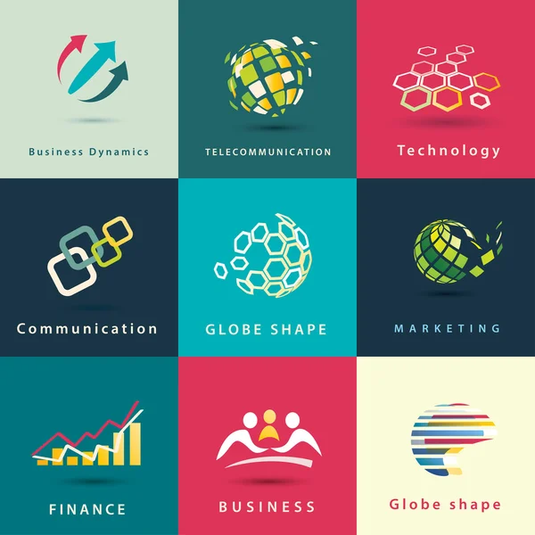 Abstracte business en technologie vector icons set — Stockvector