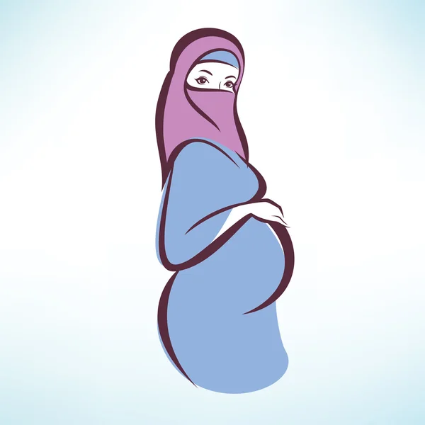 Arabic pregnant woman — Stock Vector
