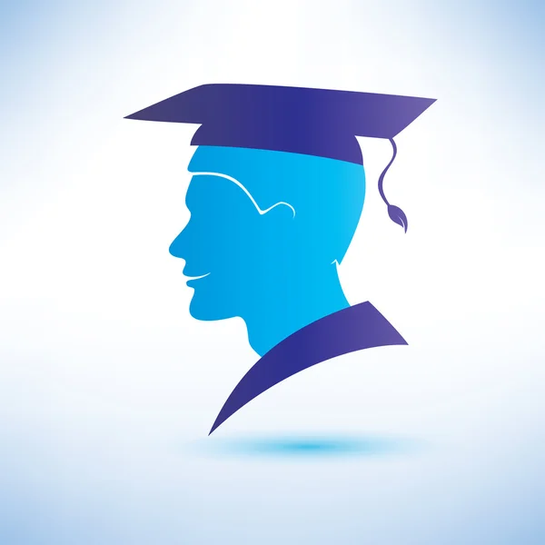 Young man silhouette with graduation cap — Stock Vector