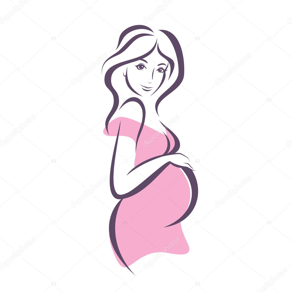 pregnant woman,  stylized vector symbol