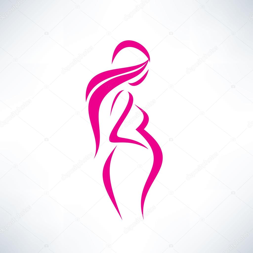 pregnant woman silhouette, isolated vector symbol