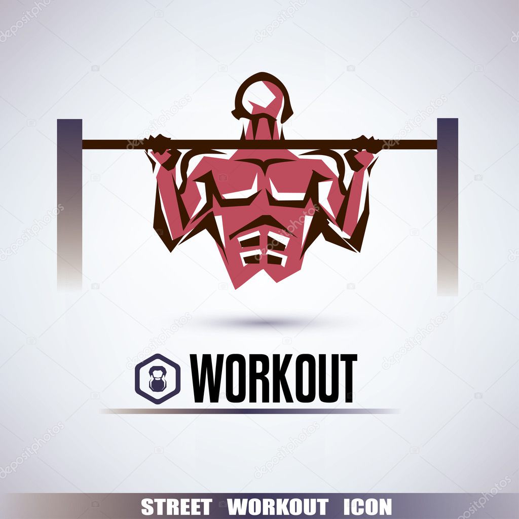 street workout symbol, man is pulling up on the horizontal bar