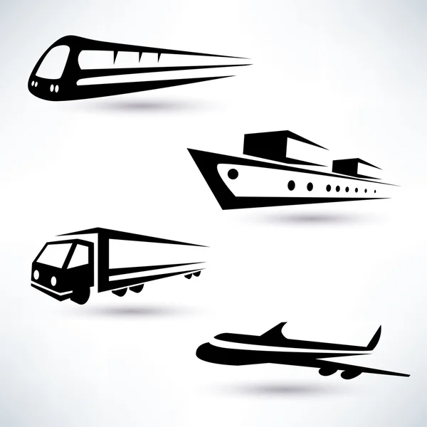 Fret transport vector icons set, concept logistique — Image vectorielle