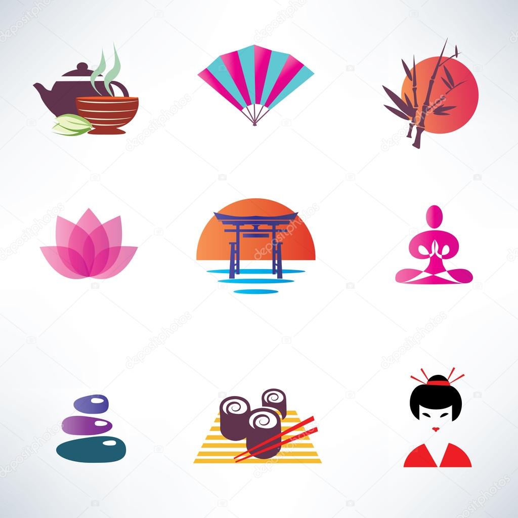 japanese culture, set of icons