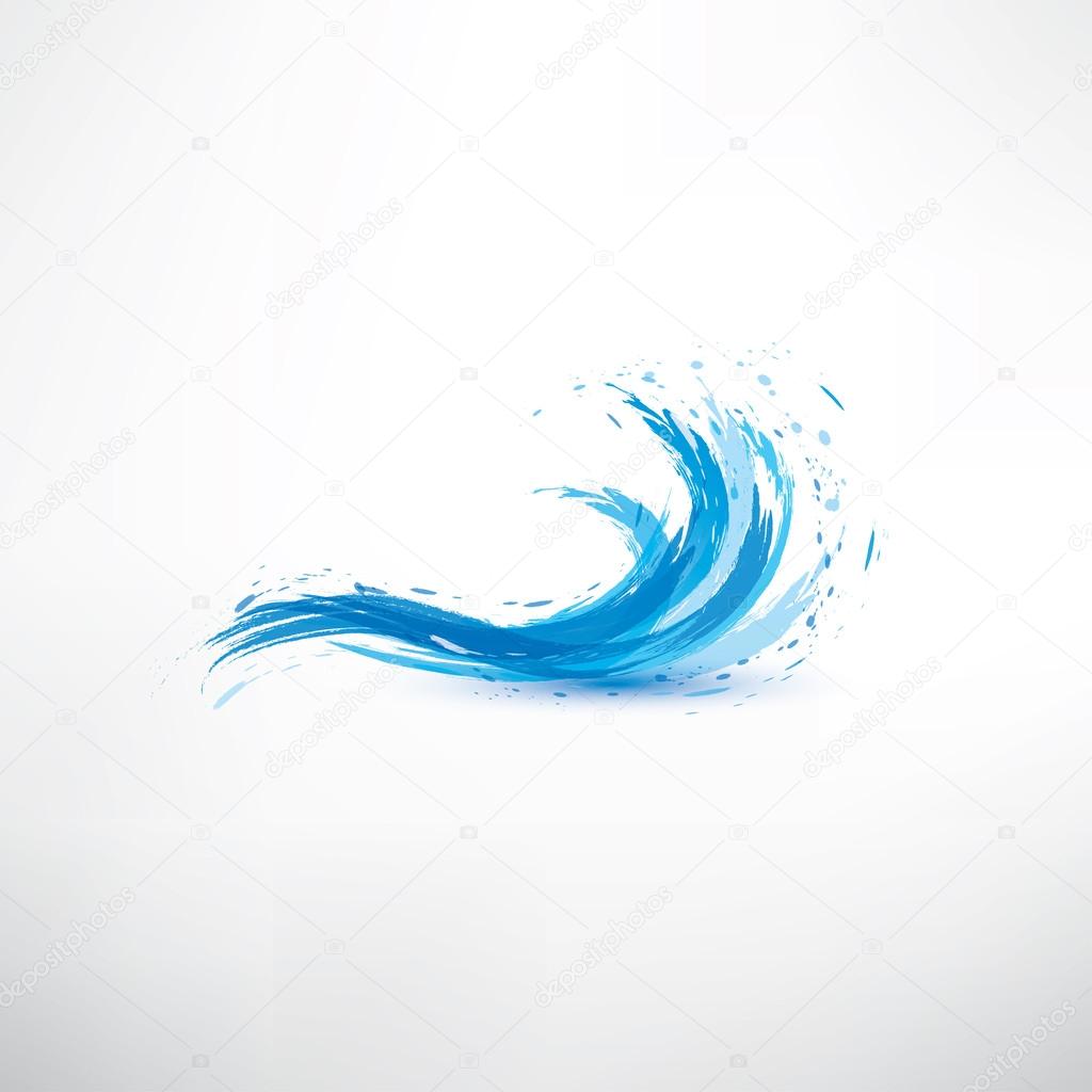  blue water wave, abstract vector symbol