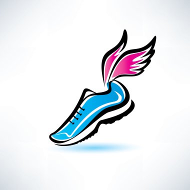 sneakers with wings, outlined sport shoes illustration