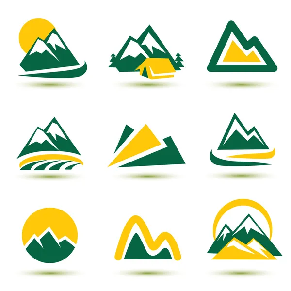 Conjunto de ícones de montanha — Vetor de Stock