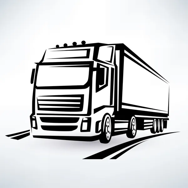 Europese vrachtwagen geschetst vector symbool — Stockvector